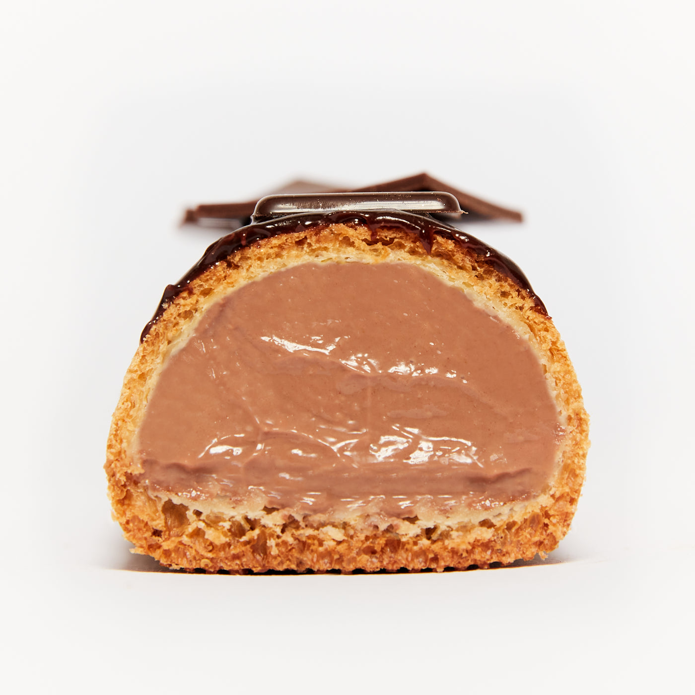 Chocolate cacao nibs éclair